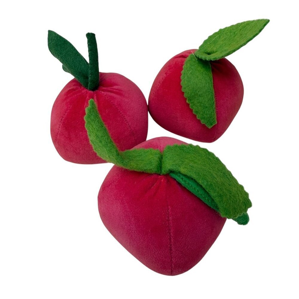 Vintage Velvet Fruits Set of 3 Pink Plush Decor Retro Kitchen Shabby Chic